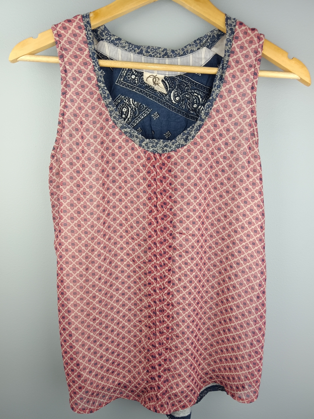 Anthropologie One September Red Navy Bandana Patterned Women's Tank Top